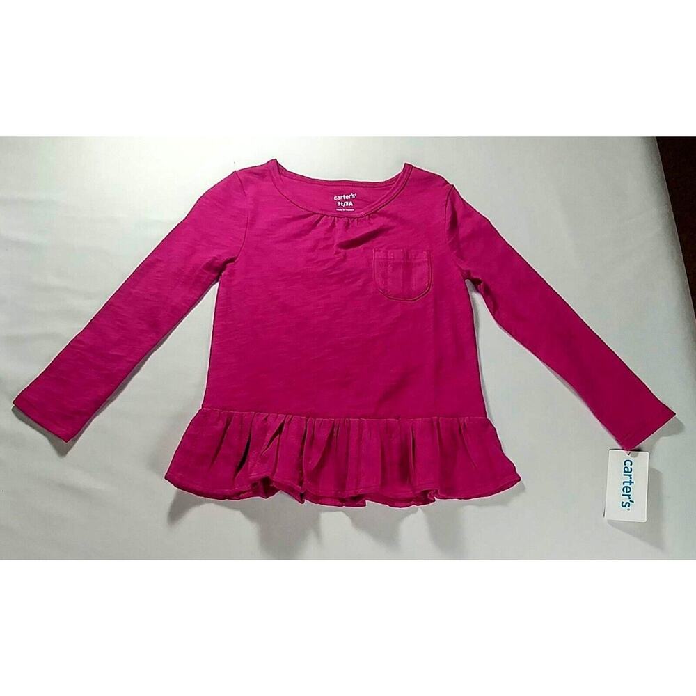 Carter's Toddler Girls Long Sleeve Peplum Hem Purple Size 3T